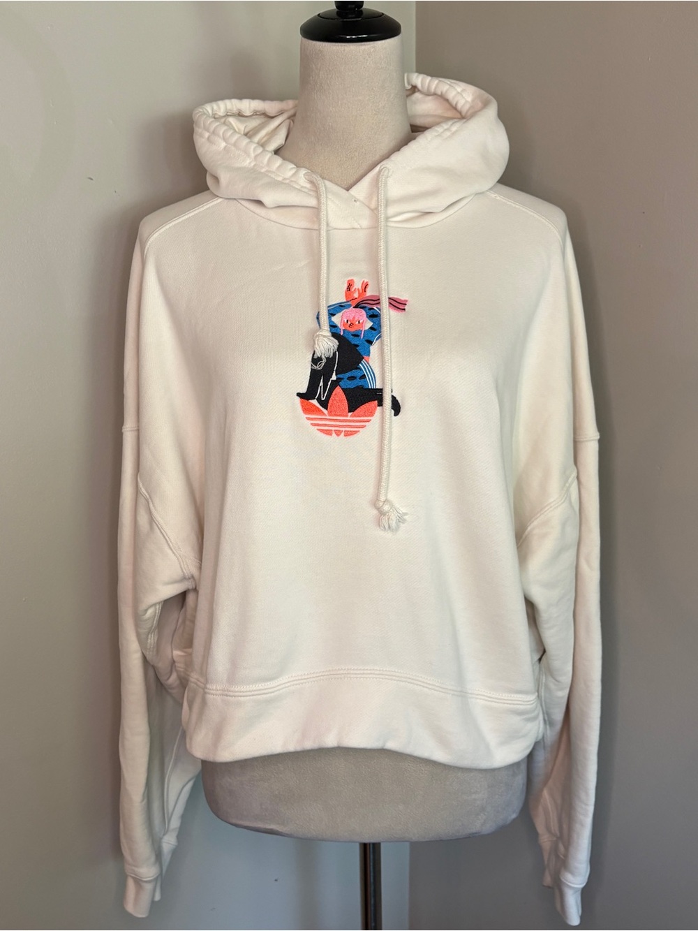 Adidas x Egle Adicolor Essentials Organic Cropped Hoodie Off White Large